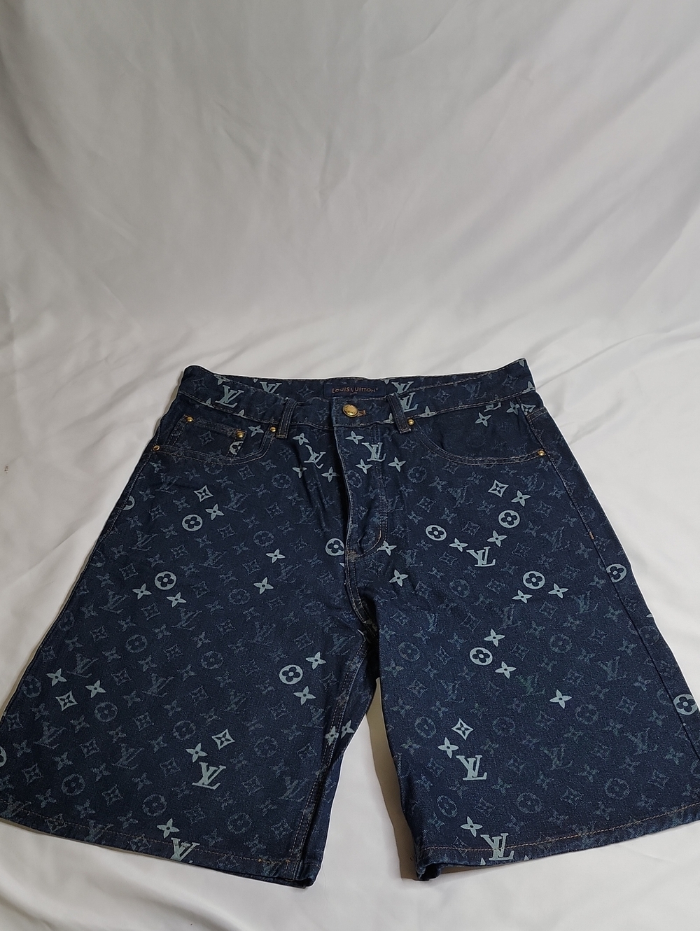 Louis Vuitton Navy Blue Monogram Denim Shorts